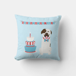 Almofada Feliz 4 de julho Cachorro Vermelho Azul