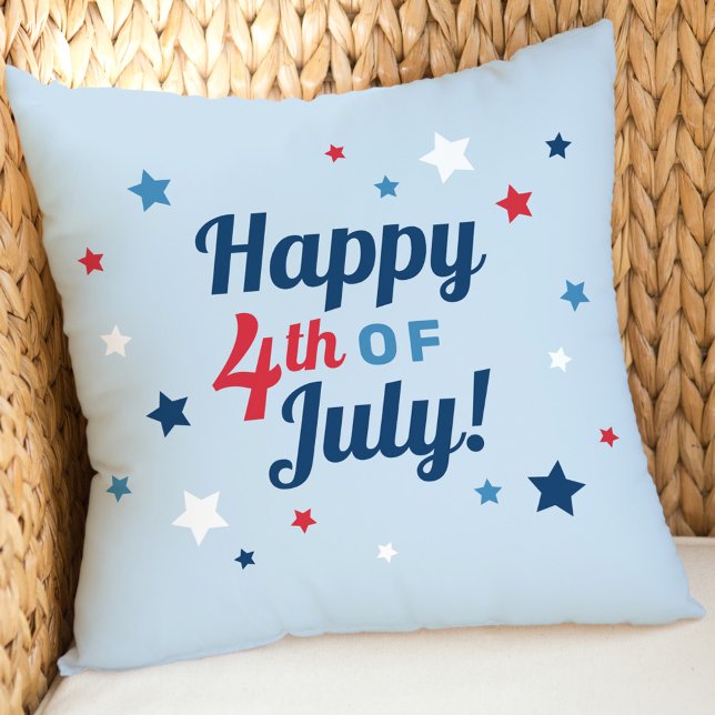 Almofada Feliz 4 de Julho Estrela Azul Claro (Criador carregado)