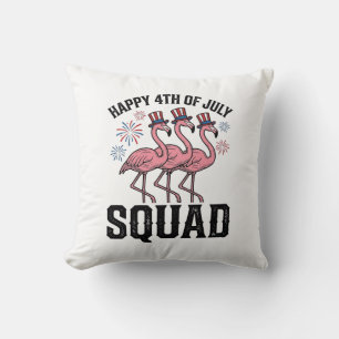 Almofada Feliz 4 de Julho Flamingo Squad Vector Design_1