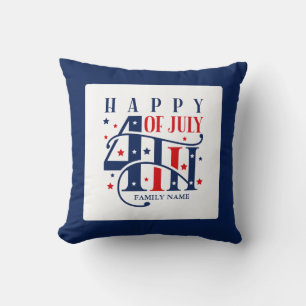 Almofada Feliz 4 de julho Vermelho Branco e Azul