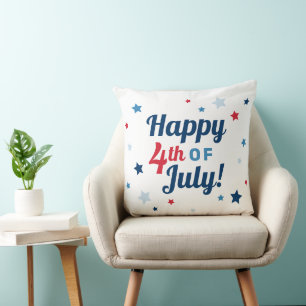 Almofada Feliz 4 de julho Vermelho Branco e Azul Patriótico