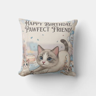 Almofada Feliz Aniversário Amigo Pawfecto Gatos e Gatinhos