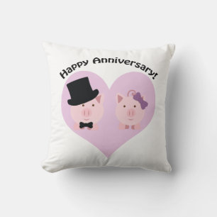 Almofada Feliz Aniversário Casal de Porcos