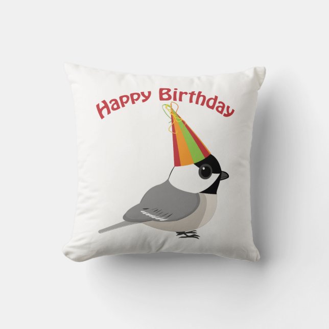 Almofada Feliz Aniversário Chickadee (Frente)