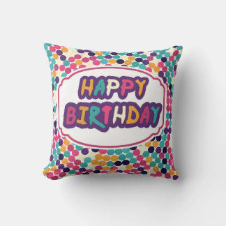 Almofada Feliz Aniversário com Texto Personalizado Círculos