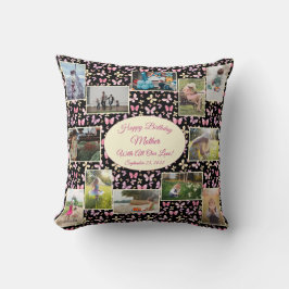 Almofada Feliz Aniversário da Família Mãe Modelo de Colagem