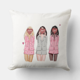 Almofada Feliz aniversário ilustra garotas rosa