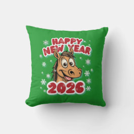 Almofada Feliz Ano Novo 2026: Ano do Mascote do Cavalo