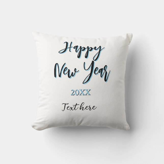 Almofada Feliz ano novo azul preto negrito ano simples na m (Frente)