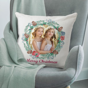 Almofada Feliz ano novo Feliz Natal Foto Dupla