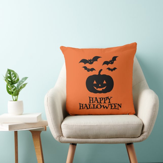 Almofada Feliz Bat Mínimo de Abóbora de Halloween (Cadeira)