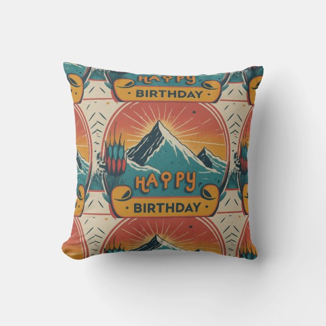 Almofada Feliz Bolo de Aniversário (Frente)
