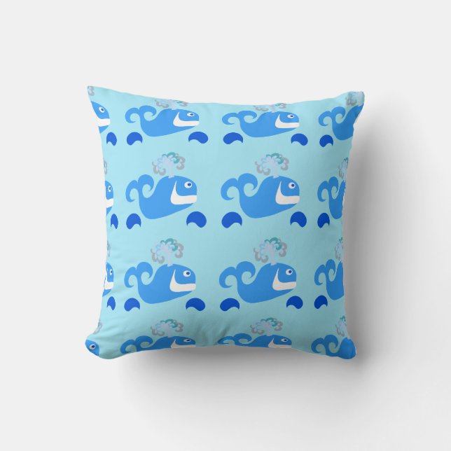 Almofada Feliz Brincadeira Cartoon Ocean Animal Patterno (Frente)