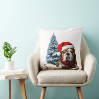 Almofada Feliz Buldogue de Natal