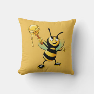 Almofada Feliz Bumble Bee com uma colher de mel