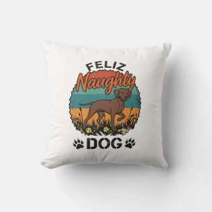 Almofada Feliz Cachorro Safado Marrom Sol Retro Pegadas