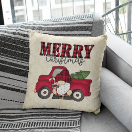 Almofada Feliz Caminhão de Natal E Gnomo