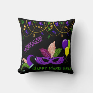 Almofada Feliz Celebração de Máscaras Miçanga Mardi Gras