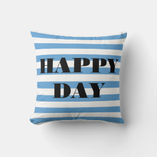 Almofada Feliz Dia Azul E Branco Tirado