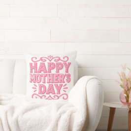 Almofada Feliz Dia das Mães Rosa Vintage