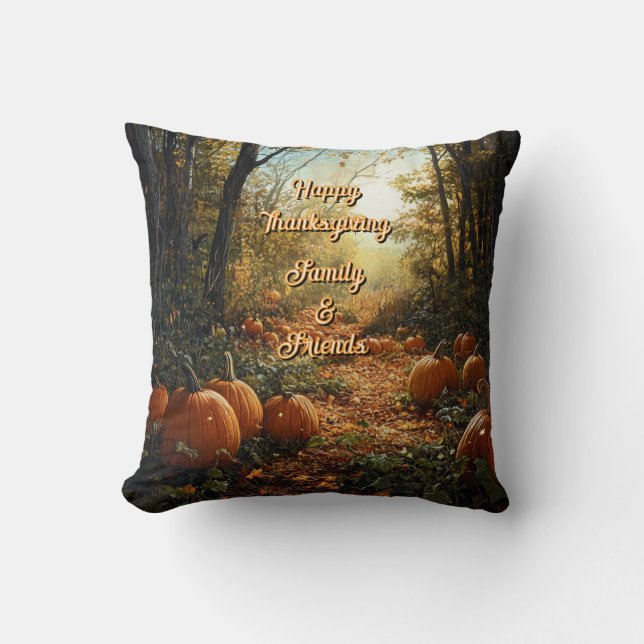 Almofada "Feliz Dia de Ação de Graças Família e Amigos" (Frente)