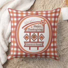 Almofada Feliz Dia de Ação de Graças Grata e Bênção - Sinal