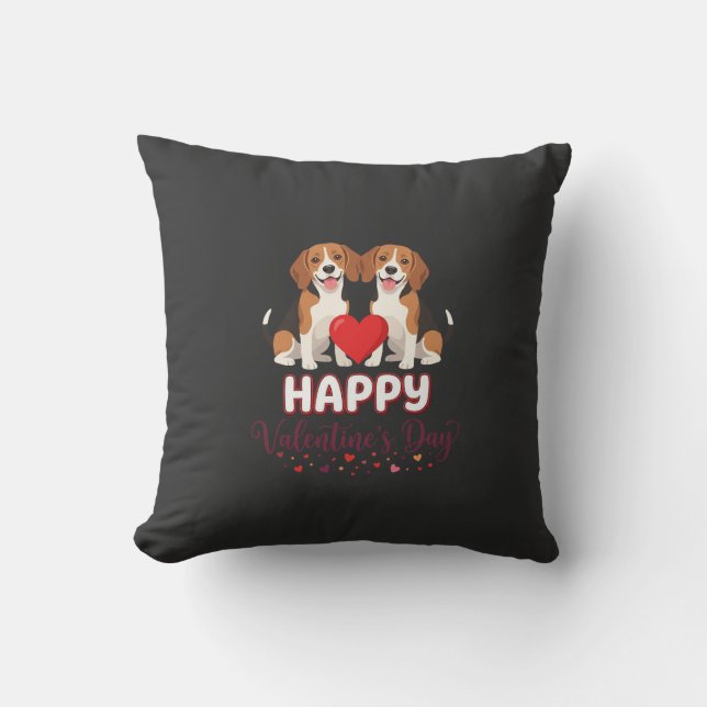 Almofada Feliz Dia dos Namorados Casal Beagle (Frente)
