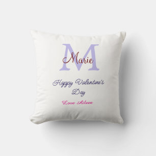 Almofada Feliz dia dos namorados em pastel roxo monograma r