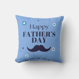 Almofada Feliz Dia dos Pais – Desenho de Bigode e Coração
