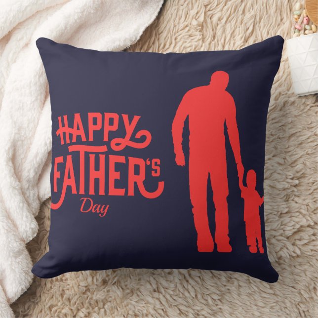 Almofada Feliz Dia dos Pais Silhuetas de mãos dadas (Cobertor)