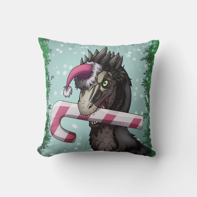 Almofada Feliz Dinossauro de Natal (Frente)