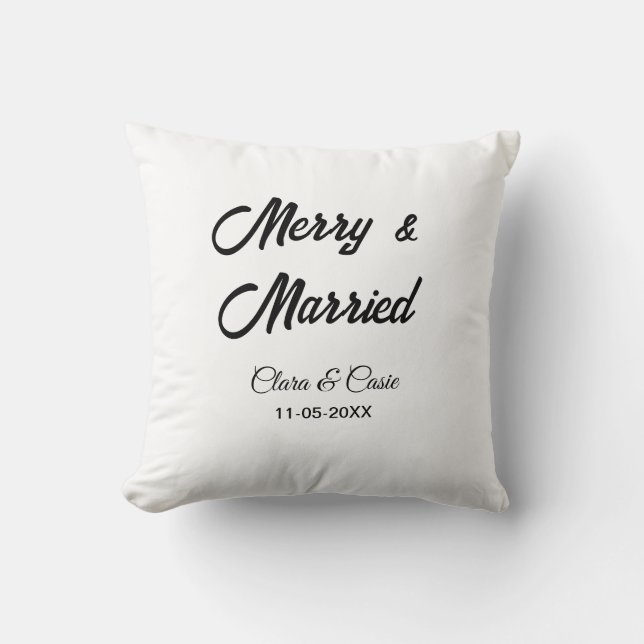 Almofada Feliz e adicionar casal casado Nome data feriadoCh (Frente)