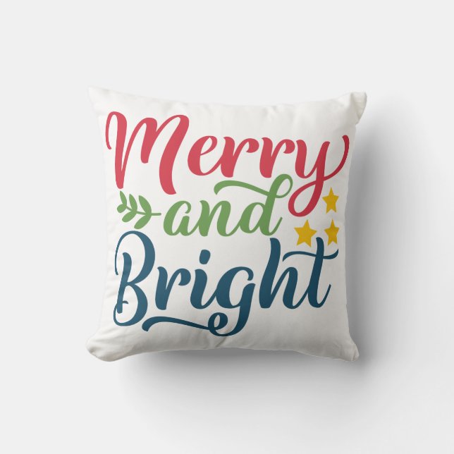 Almofada Feliz e Travesseiro decorativo de Natal Brilhante  (Frente)