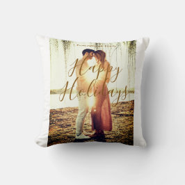 Almofada Feliz feriado marrom adicionar casal nome da foto 