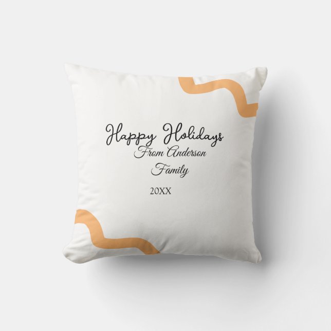 Almofada Feliz feriado nome laranja negro data ano espiral (Frente)