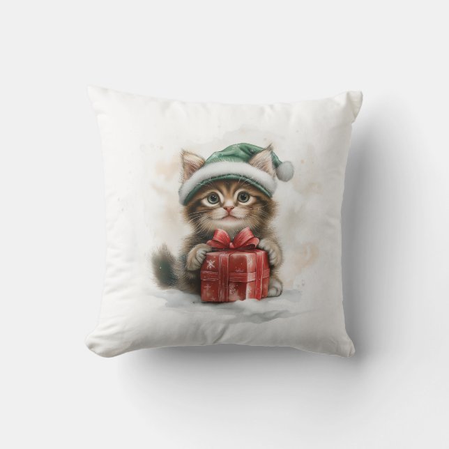 Almofada Feliz Gato Bebê - Gatinho Maine Coon no Chapéu Ver (Frente)