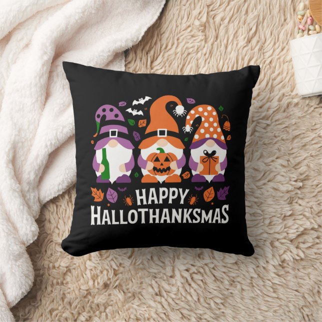 Almofada Feliz Hallothanksmas Amante de Gnomos Natal Feliz (Cobertor)