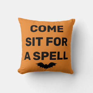 Almofada Feliz Halloween Bat "VENHA SENTAR POR UMA ESFERA" 