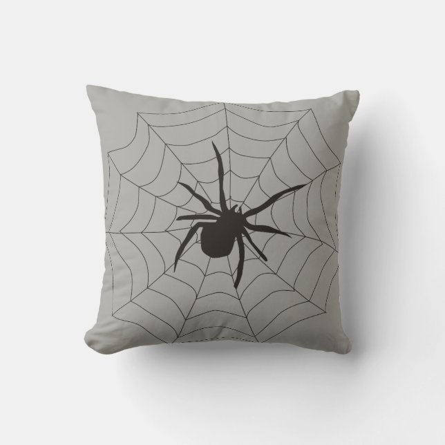 Almofada Feliz Halloween Black & White Spider Web (Frente)