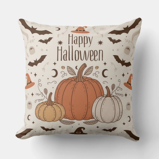 Almofada Feliz Halloween Estilo Boho  (Frente)