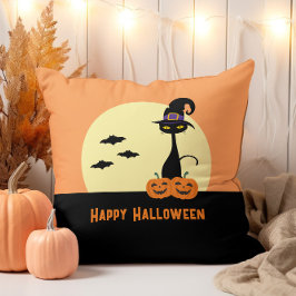 Almofada Feliz Halloween Gato Preto