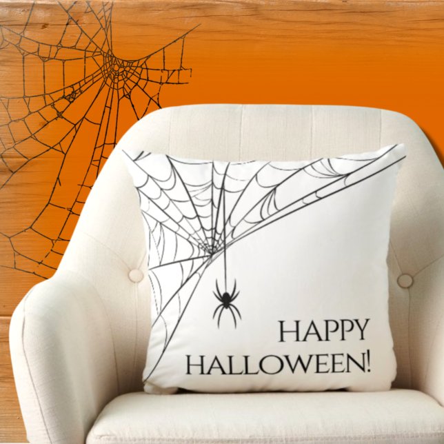 Almofada Feliz Halloween Moderna Aranha Negra (Criador carregado)