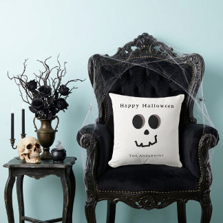Almofada Feliz Halloween Rosto de Esqueleto Fofo Personaliz