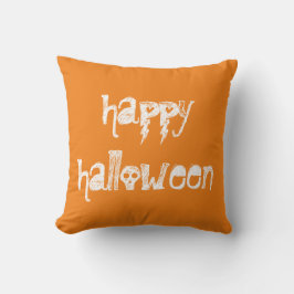 Almofada Feliz Halloween Skulls Orange Travesseiro decorati