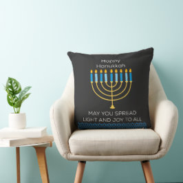 Almofada Feliz Hanukkah Divertido Azul Chanukah Única