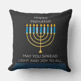 Almofada Feliz Hanukkah Divertido Azul Chanukah Única
