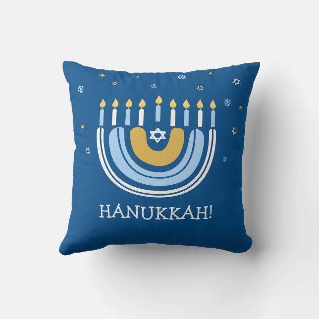 Almofada Feliz Hanukkah Menorah Travesseiro decorativo arco (Verso)