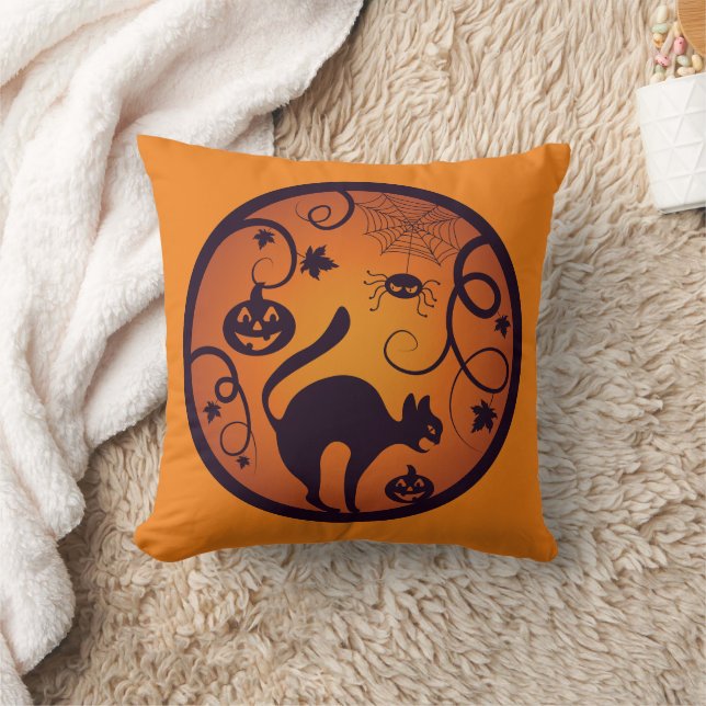 Almofada Feliz lanterna do Halloween aranhas e morcegos neg (Cobertor)