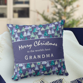Almofada Feliz Natal Avó Árvores Aquarela Personalizado
