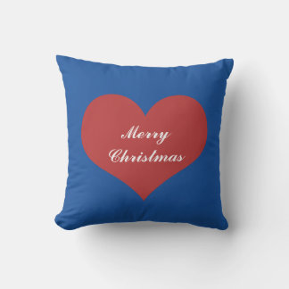Almofada Feliz Natal Azul Marinho Branco Vermelho Coração F